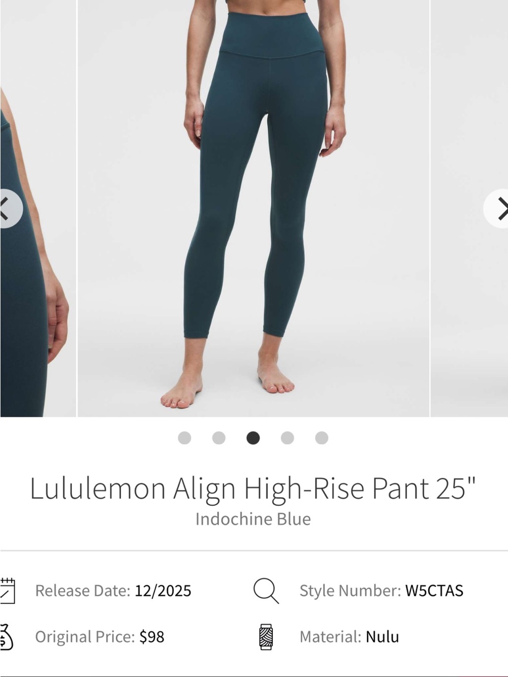 Lululemon align HR pant 25in size 10
